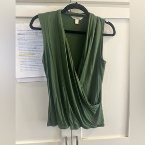 Green, Banana Republic blouse, Large, sleeveless. Threadsoft!